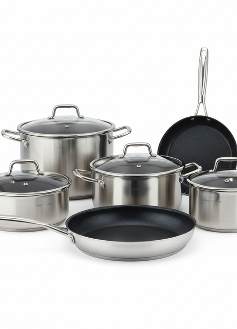 Commercial Non-Stick Cookware Set - 10-Piece Restaurant-Grade Pots & Pans