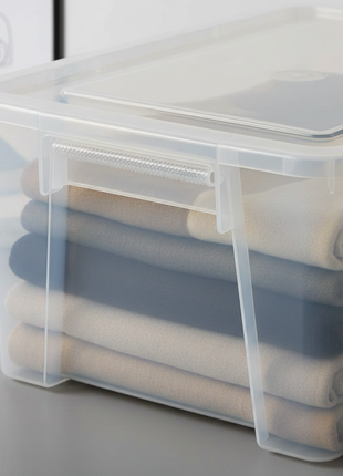 Stackable Storage Bins Set of 3 - Clear Plastic Organizers