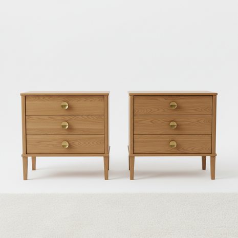 Premium Oak Nightstand Set