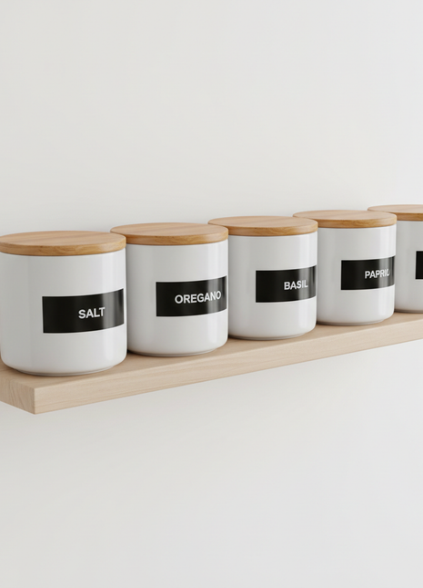 Ceramic Spice Jar Set (6-Piece)