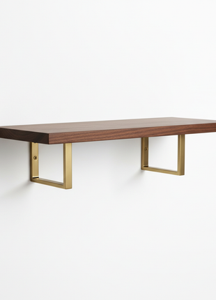 Walnut Floating Shelf with Brass Brackets - 36 Inch