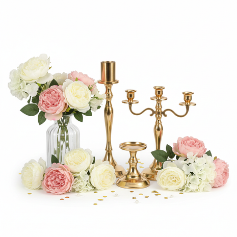 Elegant Centerpiece Decoration Kit - Gold & Floral