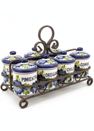 Mexican Talavera Ceramic Spice Rack Set