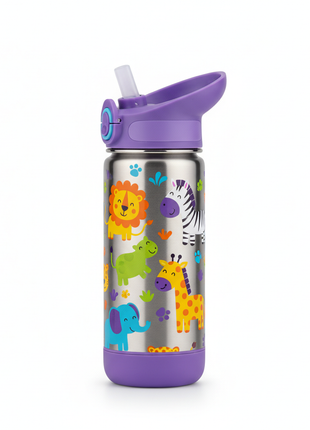 Children's Stainless Steel Water Bottle with Animal Designs