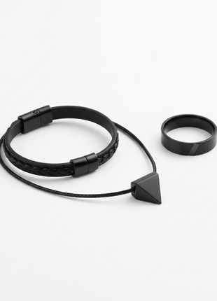 Black Minimalist Jewelry Set — Men