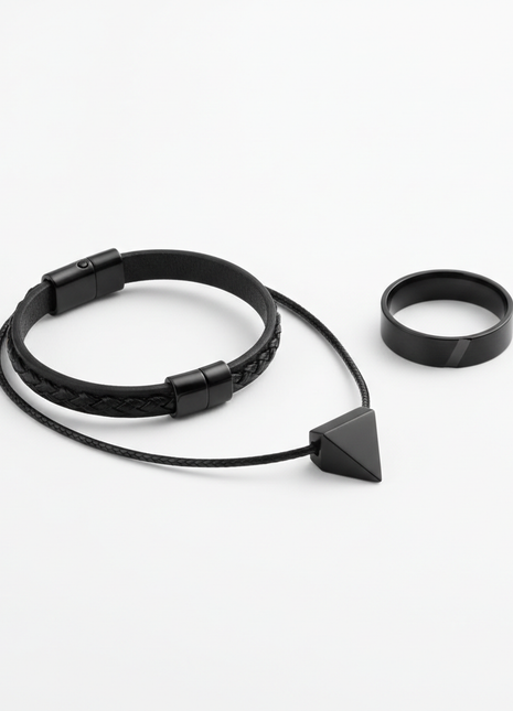 Black Minimalist Jewelry Set — Men