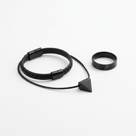 Black Minimalist Jewelry Set — Men