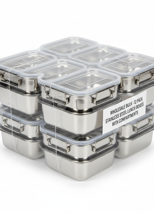 Wholesale Stainless Steel Lunch Boxes (12-Pack)