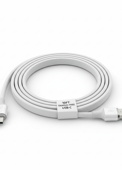 Right-Angle Flat USB-C Cable 10ft