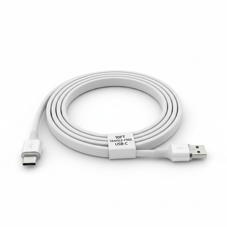 Right-Angle Flat USB-C Cable 10ft