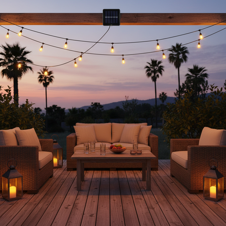 Outdoor LED String Lights — Solar Powered 50ft