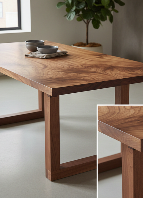 Walnut Dining Table - Modern Rectangular Design Seats 6-8 People