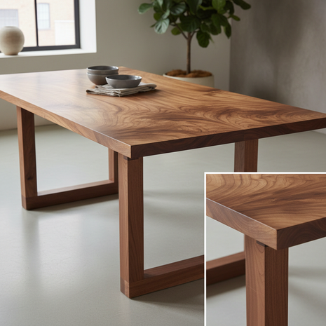 Walnut Dining Table - Modern Rectangular Design Seats 6-8 People