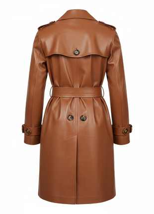 Camel Leather Trench Coat