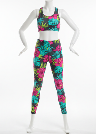 Floral Print Sports Bra & High-Waist Leggings Set