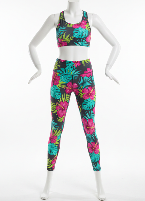 Floral Print Sports Bra & High-Waist Leggings Set