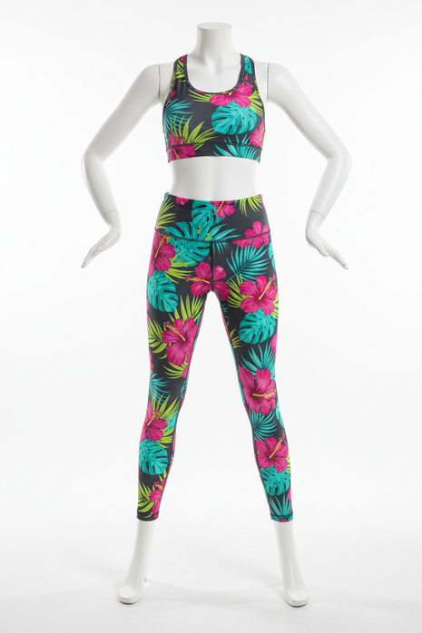 Floral Print Sports Bra & High-Waist Leggings Set