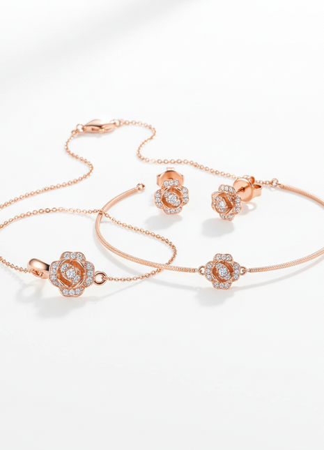 Silver Crystal Tennis Jewelry Set — Women
