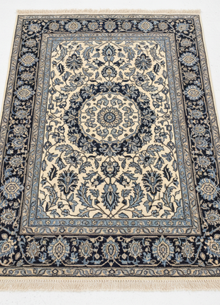 Persian Medallion Area Rug in navy blue and ivory
