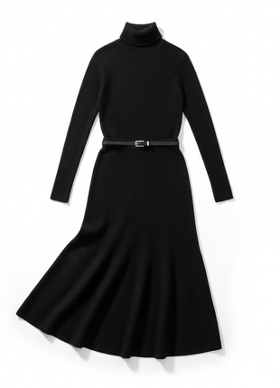 Noir Knit Turtleneck & Midi Skirt Set