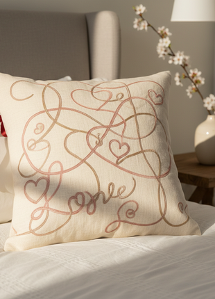 Love Letter Linen Throw Pillow