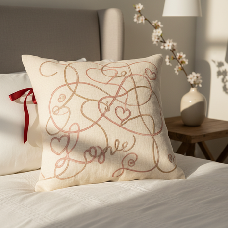 Love Letter Linen Throw Pillow