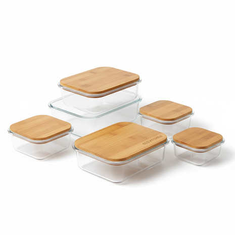 Borosilicate Glass Food Storage Container Set – 5-Piece