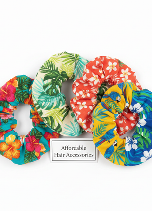 Tropical Print Scrunchie Set