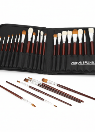 Professional Paint Brush Set - 15-Piece Artist Brushes with Case