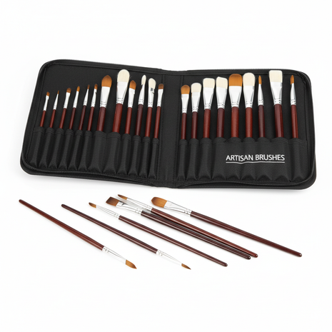 Professional Paint Brush Set - 15-Piece Artist Brushes with Case