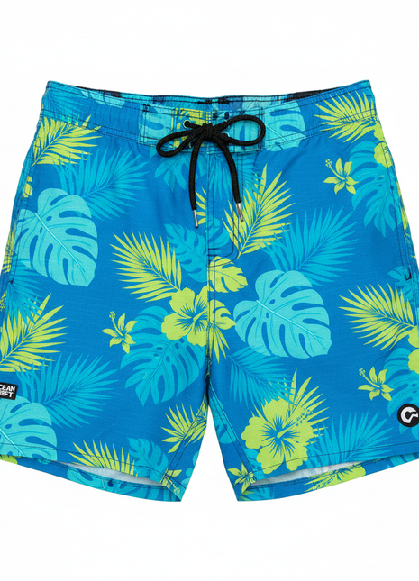 Men's Quick-Dry Swim Trunks - Tropical Blue Print