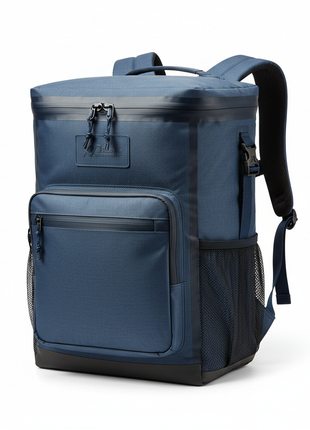 Navy blue insulated cooler backpack for outdoor adventures
