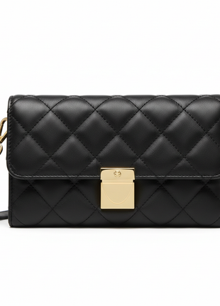 Quilted Black Leather Evening Clutch