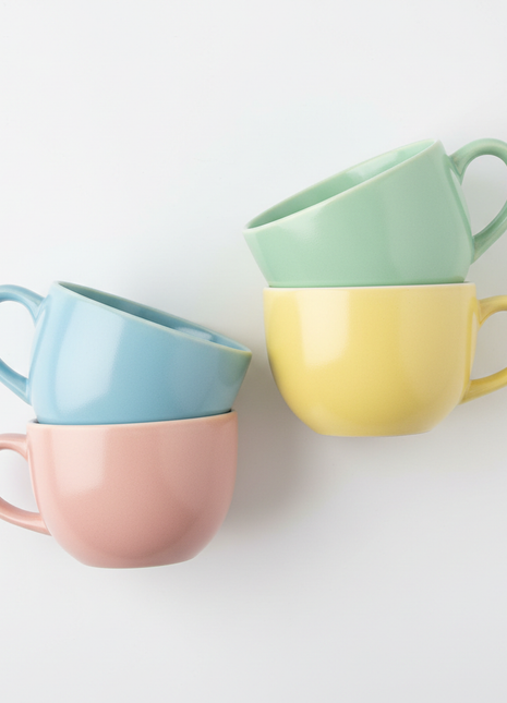 Pastel Ceramic Cup Set (Set of 4)