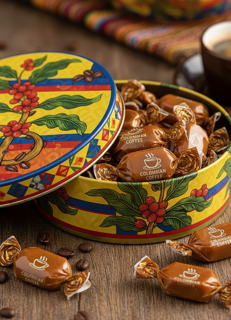 Colombian Coffee Candy Tin – Artisan Caramel Coffee Sweets