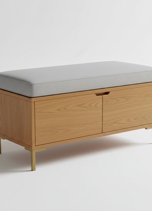 Storage Bench with Cushioned Seat - Entryway Furniture