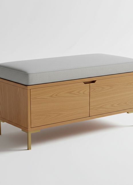 Storage Bench with Cushioned Seat - Entryway Furniture
