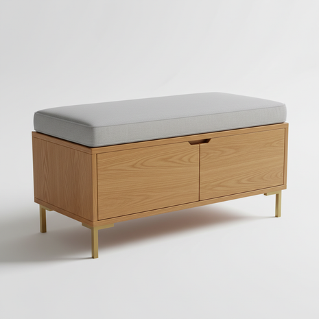 Storage Bench with Cushioned Seat - Entryway Furniture