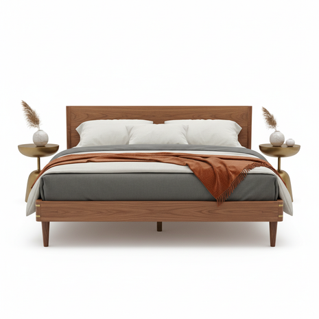 Mid-Century Modern Platform Bed Frame - Queen Size