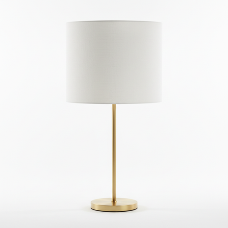 Brass Table Lamp with White Linen Shade