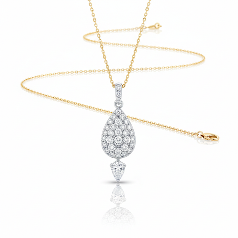 Diamond Teardrop Pendant Necklace with gold chain