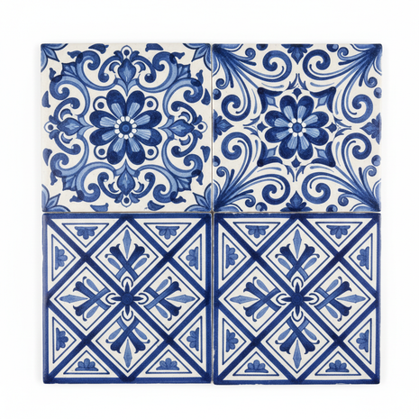 Hand-Painted Ceramic Tile Set – Cuenca Style