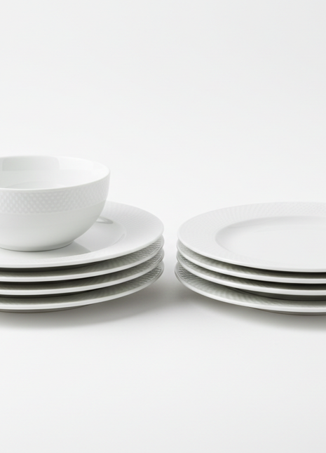 Classic White Ceramic Dinner Plate Set