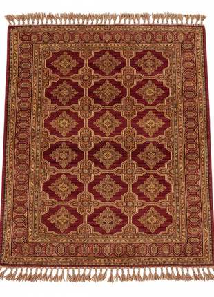Moroccan Geometric Area Rug in deep red and gold tones
