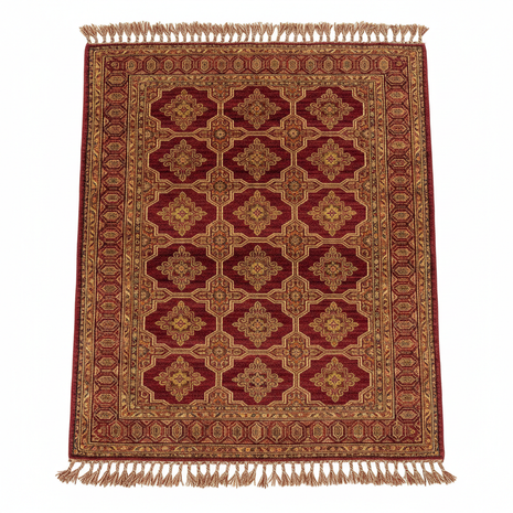 Moroccan Geometric Area Rug in deep red and gold tones