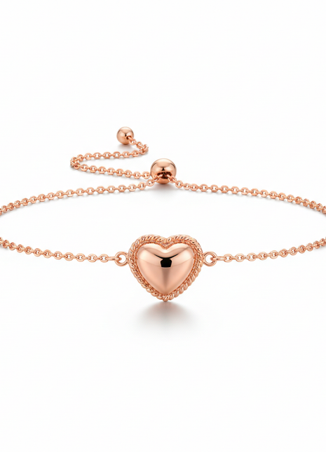 Rose Gold Heart Charm Bracelet