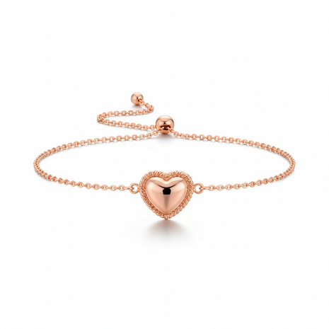 Rose Gold Heart Charm Bracelet