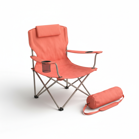 Folding Beach Chair with Cup Holder - Coral