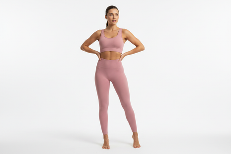 Rose Sculpt Gym Set – dusty pink seamless leggings and crop sports bra