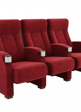 Luxury Theater Seating - Red Velvet Cinema Chairs with Cup Holders